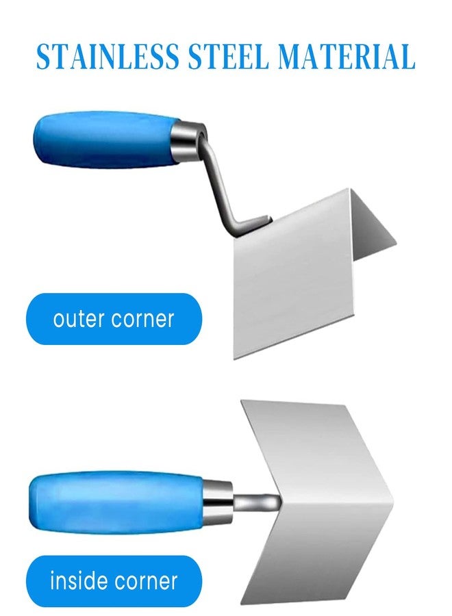 Serplex مجموعة أدوات زوايا الجدران الجافة من سيربلكس®، قطعتان، مجرفة زوايا خارجية وداخلية للجدران الجافة مقاس 3 بوصات، مجرفة زوايا خارجية وداخلية من الفولاذ المقاوم للصدأ للجدران الجبسية، مناسبة لتجصيص الخرسانة. - Image 2